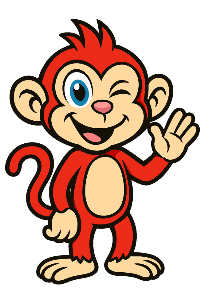 הדמות קוף של כיפכף אירועים קורץ עין